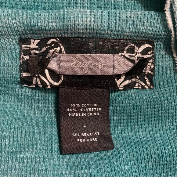 Daytrip Green Striped Cotton Button Sweatshirt Blazer Jacket - Picture 6 of 6